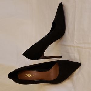 Zara Stilettos Black Suede/Tortoiseshell Size 37
